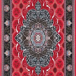 فرش کاشان 500 شانه طرح چکاوک زمینه قرمز (غیربرجسته)