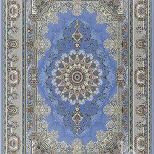 فرش قیطران 1500 شانه کلکسیون سوفیا طرح هلن زمینه آبی روشن (برجسته)