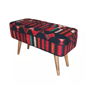 پاف نیمکت نشسته دو نفره پایه چوبی مدل سنتی