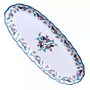 دیس ماهی خوری متوسط نقش مرغی رنگی