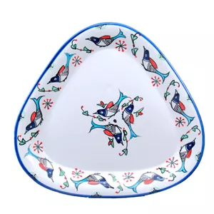 دیس مثلثی کوچک نقش مرغی رنگی