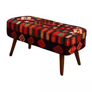 پاف نیمکت نشسته دو نفره پایه چوبی مدل سنتی