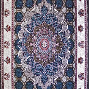 فرش کاشان 440 شانه طرح چکاوک زمینه سورمه ای