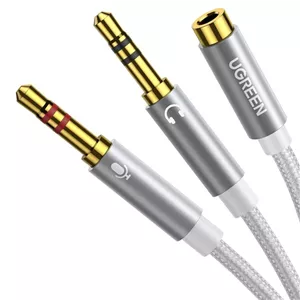 کابل تبدیل 1 به 2 صدا 3.5 میلی متری یوگرین مدل AV140-10790 طول 0.2 متر