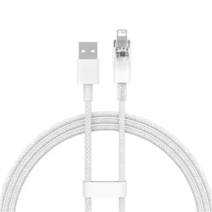 کابل شارژ USB به لایتنینگ باسئوس مدل Explorer Series Fast Charging Cable With Smart Temperature Control 2.4A طول 1 متر