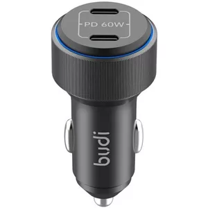 شارژر فندکی بودی مدل Budi CC632RB با خروجی USB-C و توان 60 وات