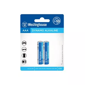 باتری نیم قلمی وستینگهاوس مدل AAA Dynamo Alkaline LR3 AM3 MIGNON 15A 1.5V بسته 2 عددی