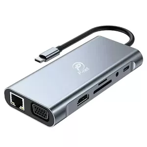 هاب 11 پورت چندمنظوره 7 کاره با سری USB3.0 TYPE-C پی نت مدل P-1101