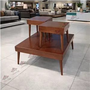 میز جلو مبلی عسلی چوبی چوگان مربع