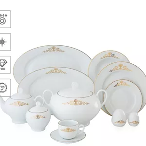 سرویس چینی زرین 102 پارچه ایتالیا کوئین طلایی درجه یک