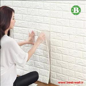 دیوارپوش فومی طرح آجر ابعاد پنل 70در77 سفید ضخامت 6 میلیمتر خارجی