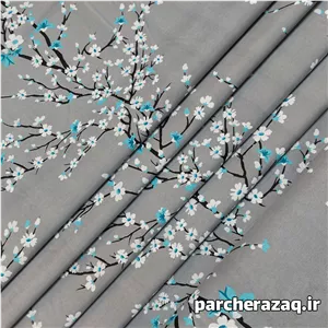 پارچه ملحفه شکوفه فیروزه ای وایت لند
