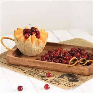 سینی پذیرایی چوبی مستطیل دسته دار سالینو مدل اركيده کد G-056