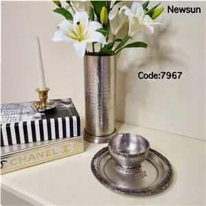 پیاله و پیش دستی هندی نیکل نیوسان مدل برگ کد 7967