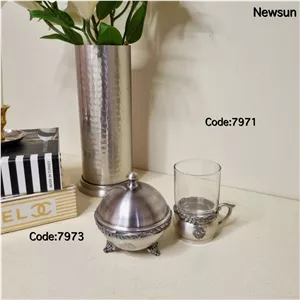 قندان پایه دار هندی نیکل نیوسان مدل برگ کد 7973