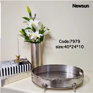 سینی پایه دار هندی نیکل نیوسان مدل برگ کد 7979