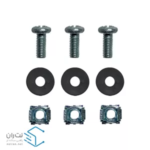 پیچ و مهره رک گژنات کروم و واشر بسته 100 عددی ونتولینک