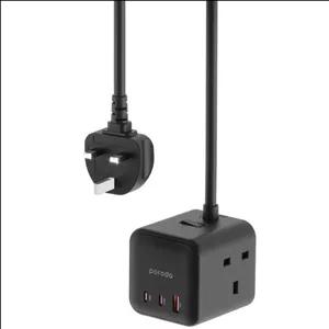 مبدل و چندراهی برق 3250 وات 3 سوکت، یک یو اس بی، دو تایپ سی 65 وات پورودو PD-FWCH017-BK
