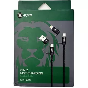 کابل شارژ سریع 2 در 2 گرین مدل Green Braided 2 in 2 Fast Charging Cable 1.2M
