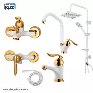 ست شیرآلات 6عددی آلنر مدل آنتیک سفیدطلایی