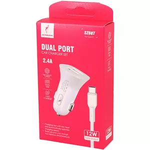 شارژر فندکی با کابل Type c 12w Dolphin SZ08T