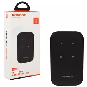 مودم روتر شارژی سیم کارتی قابل حمل Porodo pocket router LFS132 4G LTE WiFi 6 مشکی