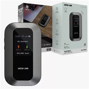 مودم روتر شارژی سیم کارتی Green Lion Portable MIFI router GL-M12 4G LTE WiFi 6 مشکی Display HD