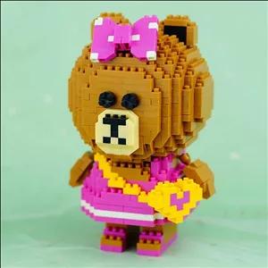 لگو لوز میکرو بلوک خرس قهوه ای دخترونه LOZ - Brown Bear Girl Micro Blocks مدل 9760