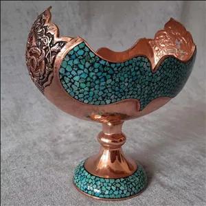 کشکول فیروزه کوبی شبکه و قلم زنی شده