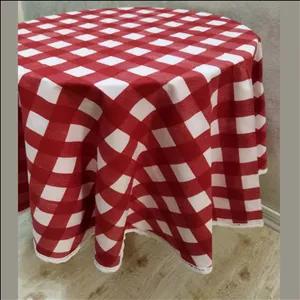 رومیزی دور حاشیه چهارخانه قرمز سفید (1 در 1.5 متر)