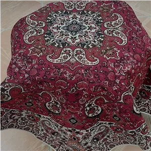 رومیزی ترمه چهار گوش قرمز ( 100 سانتی متر )