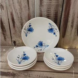 ست کاسه و پیاله طرح گل نیلوفر آبی