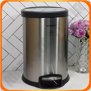 سطل پدالی 12 لیتر استوانه ای V استیل 40101087 سام ست