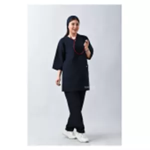 ست اسکراب زنانه آستین سه ربع آبی نفتی طب پوش کد 302
