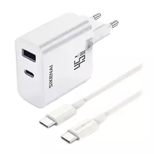 شارژر دیواری سیکنای مدل GRN-6T-EU توان 45 وات همراه کابل دو سر تایپ سی