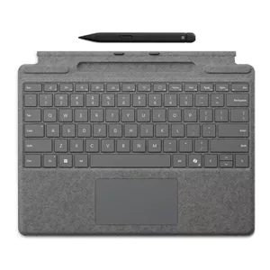 کیبورد سرفیس مایکروسافت با دکمه کوپایلت مدل سیگنچر با قلم اسلیم 2 رنگ نقره ای