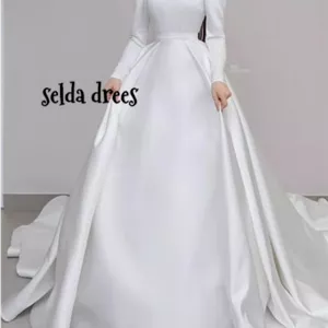 خرید مدل جدید لباس عروس ساتن ساده و شیک ۱۷۲۳