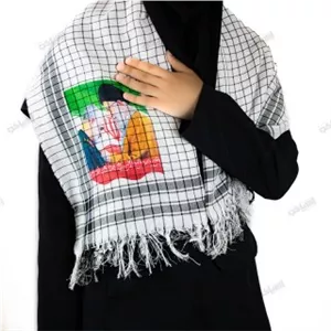 چفیه شالی پلی استر سفید رهبری و سردار کد 94