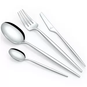 سرویس قاشق چنگال استیل مات 18 نفره 95 پارچه عرشیا مدل TM278S-3408