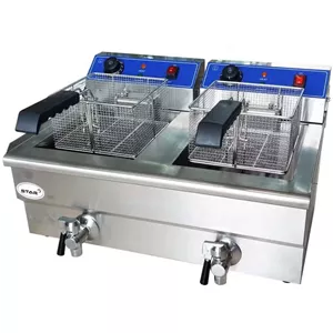 سرخ کن دو لگن برقی رومیزی با شیر تخلیه استار