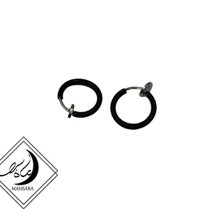 خرید و قیمت جفت پیرسینگ فشاری گوش حلقه ایی مشکی