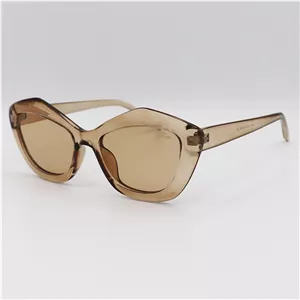 عینک آفتابی فانتزی گربه‌ای شکل با فریم عسلی رنگ و لنز قهوه ای Vintage مدل Z3572