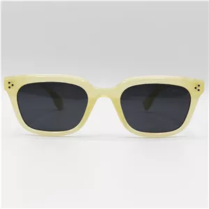 عینک آفتابی با فریم مستطیلی شکل، کرمی رنگ، لنز پلاریزه و دودی تیره HERMES مدل P5133