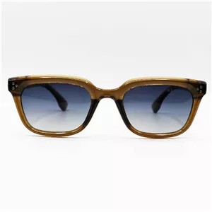 عینک آفتابی هرمس با فریم مستطیلی شکل، رنگ زیتونی، لنز پلاریزه و آبی هایلایت مدل P5133