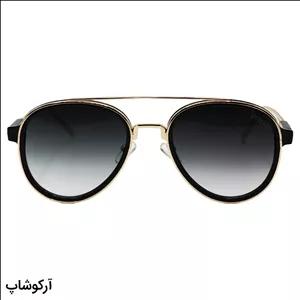 عینک آفتابی دیتیای با فریم خلبانی، مشکی و طلایی رنگ، عدسی سبز رنگ و هایلایت مدل 0517
