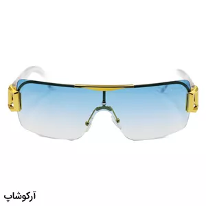 عینک شب گوچی با فریم مخفی، طلایی رنگ، دسته بی رنگ و لنز آبی سایه روشن مدل FR864