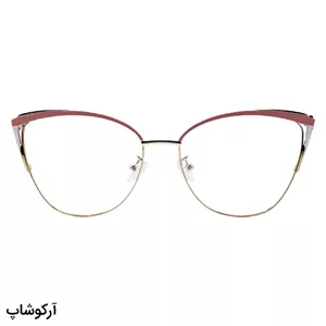عینک طبی زنانه ZARA با فریم چشم گربه ای، طلایی و صورتی و دسته فنردار مدل G95-129