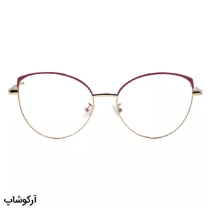 عینک طبی زنانه ZARA با فریم چشم گربه ای، طلایی و صورتی و دسته فنردار مدل G95-210