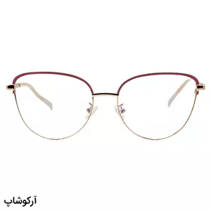 عینک طبی زنانه زارا با فریم چشم گربه ای، طلایی و صورتی و دسته فنردار مدل G95-220
