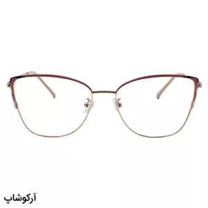 عینک طبی زنانه ZARA با فریم چشم گربه ای، طلایی و صورتی و دسته فنردار مدل G95-235